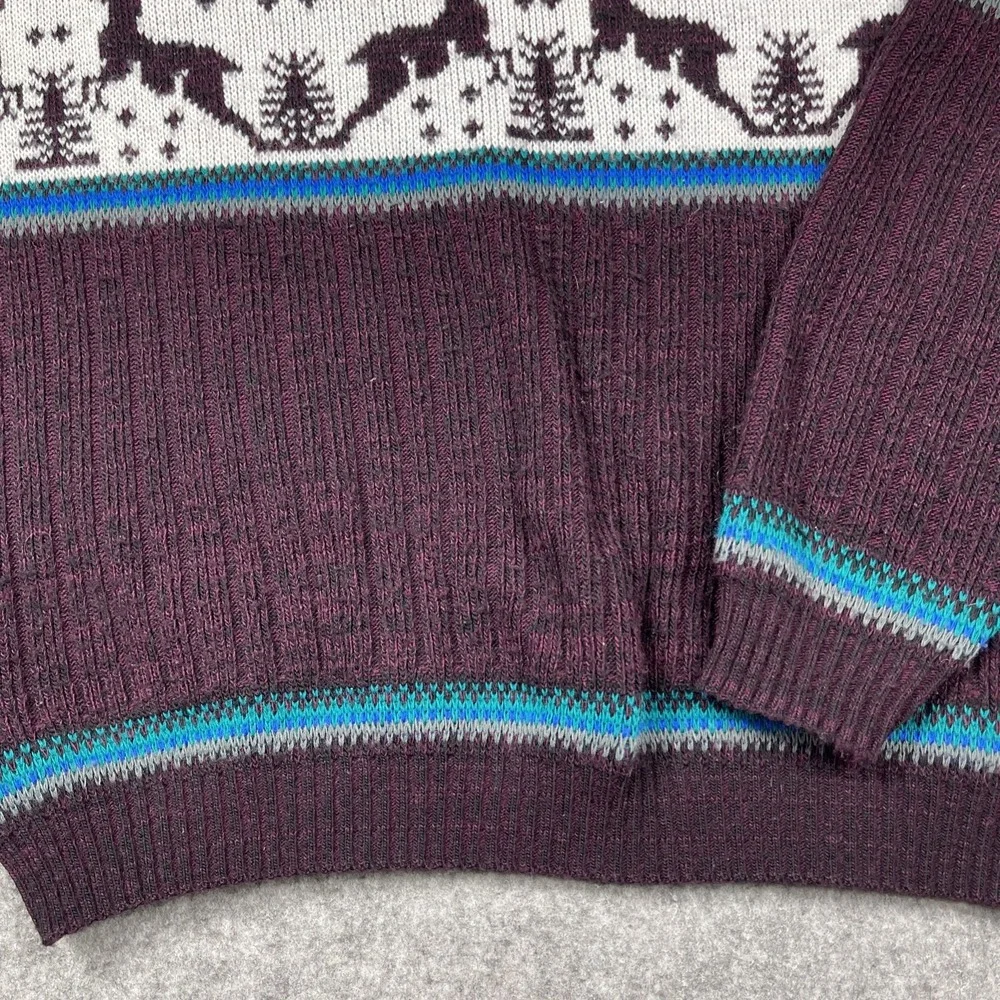 VTG Rob Winter Sweater Mens XL Reindeer Snowflakes Trees Grandpa‎ Cabin Core